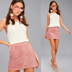 Lulu's Mauve Pink Suede Mini Skirt